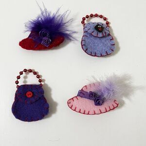 Red Hat Society Felt Purse and Hat Pins Lot of 4